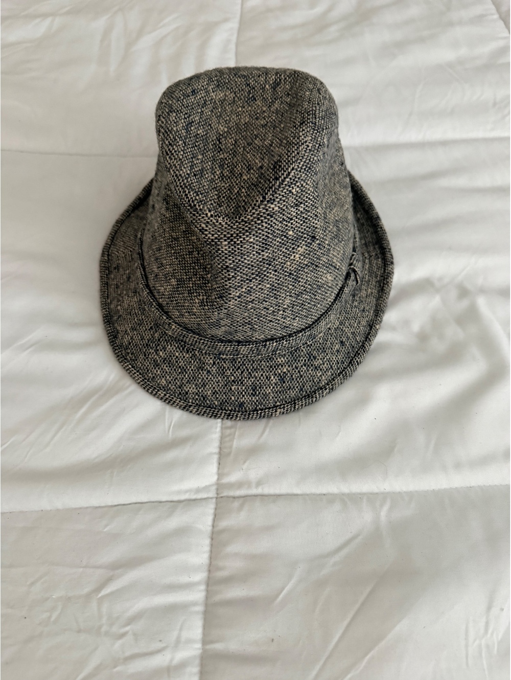 Vintage Gray Tweed Fedora Hat with Lined Interior